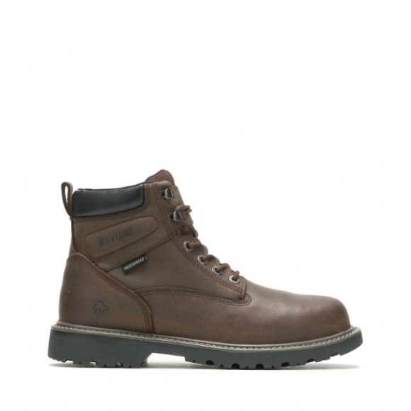 WOLVERINE | LATEST MEN'S FLOORHAND WATERPROOF STEEL-TOE 6" WORK BOOT-Dark Brown