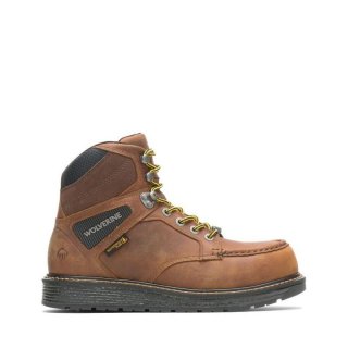 WOLVERINE | LATEST MEN'S HELLCAT ULTRASPRING MOC TOE WEDGE 6" CARBONMAX WORK BOOT-Tobacco