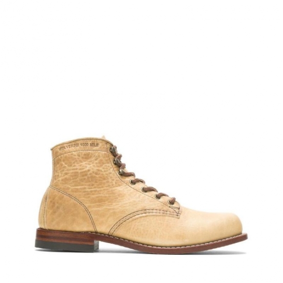 WOLVERINE | LATEST MEN'S OLIVE TANNED - 1000 MILE PLAIN-TOE ORIGINAL BOOT-Natural