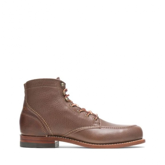 WOLVERINE | LATEST MEN'S OLIVE TANNED - 1000 MILE MOC-TOE ORIGINAL BOOT-Brown